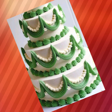 white Drip green 3-Tier Cake